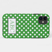 Coques Case-Mate iPhone Caisse verte et blanche de point de polka de (Dos (Horizontal))