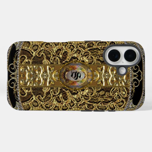 Coques Case-Mate iPhone Calabre Élégant Monogramme (Verso (horizontal))