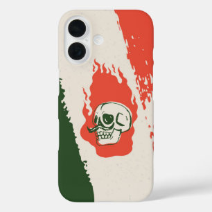 Coques iPhone 16 Calavera Caliente - Crâne flamboyant avec Moustach