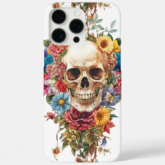 Coques Case-Mate iPhone Calavera y flores (Verso)