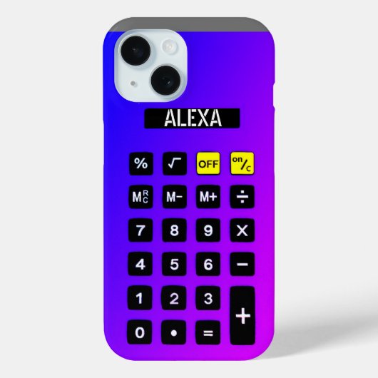 Coques Case-Mate iPhone Calculatrice de néon avec nom (Verso)