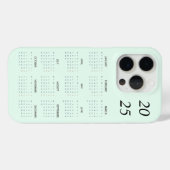 Coques Case-Mate iPhone Calendrier Pastel Mint 2025 personnalisé (Verso (horizontal))