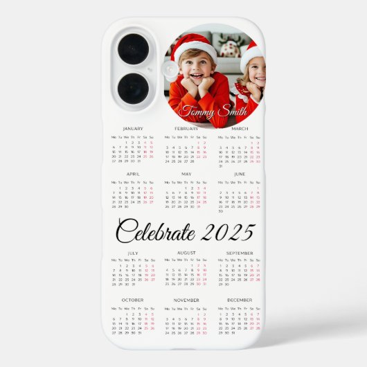 Coques Case-Mate iPhone Calendrier personnalisé 2025 (Verso)