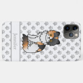Coques Case-Mate iPhone Calico Persian Mignon Chat de Dessin Animé & Nom (Dos (Horizontal))