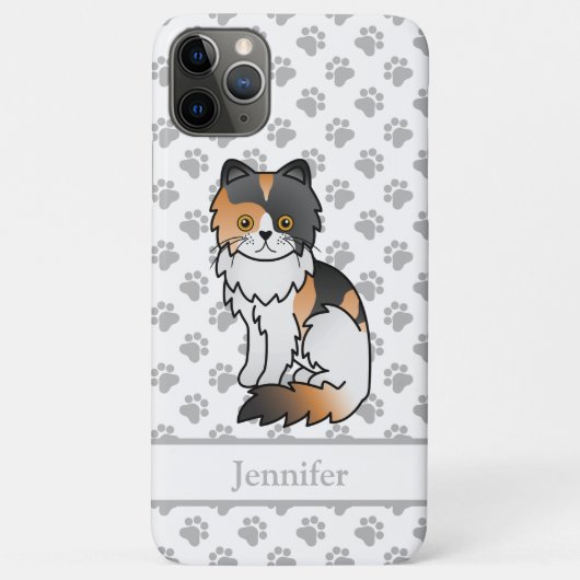 Coques Case-Mate iPhone Calico Persian Mignon Chat de Dessin Animé & Nom (Dos)