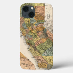 iPhone 13 Coque California Map showing townships and railroads