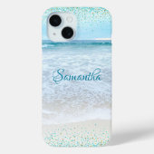 Coques Case-Mate iPhone California Ocean Beach Blue Gold Confetti Custom (Verso)