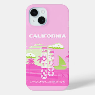 Coque Pour iPhone 15 Californie, Los Angeles, Travel Art, Preppy, Rose