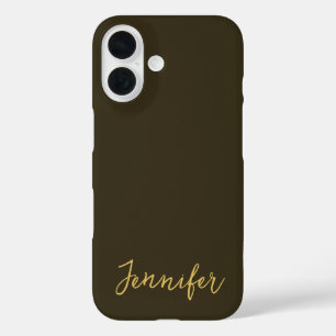Coques iPhone 16 Calligraphie couleur or moderne Plain unique