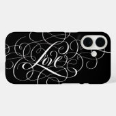 Coques Case-Mate iPhone Calligraphie d'amour fleurie Lettres Coeur secret (Verso (horizontal))