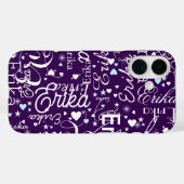 Coques Case-Mate iPhone Calligraphie de la fille violette Typographie Nom (Verso (horizontal))