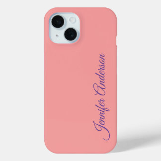 Coque Pour iPhone 15 Calligraphie Elégant Pastel Rouge Nom personnalisé