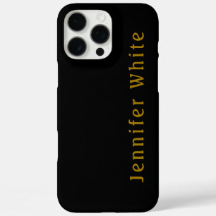 Coques iPhone 16 Pro Max Calligraphie Elegant Retro Gold & Black Nom