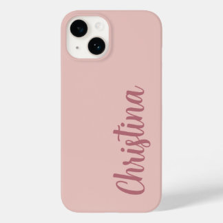 Coque Pour iPhone 14 Calligraphie Élégant Rose Or Plaine Nom simple