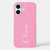 Coques Case-Mate iPhone Calligraphie élégante rose blanc Nom du script (Verso)