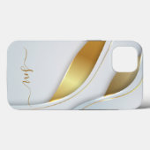 Coques Case-Mate iPhone Calligraphie initiale aspect métal 3D or blanc (Verso (horizontal))
