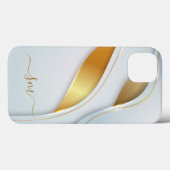 Coques Case-Mate iPhone Calligraphie initiale aspect métal 3D or blanc (Verso (horizontal))