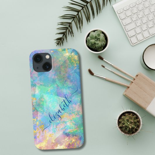 Coques Case-Mate iPhone Calligraphie Monogramme Bleu Vert Rose Or Tendance