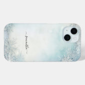 Coques Case-Mate iPhone Calligraphie Monogramme Flocon de Neige Bleu Blanc (Verso (horizontal))
