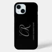 Coques Case-Mate iPhone Calligraphie Monogramme Nom Black White Cadeau per (Verso)