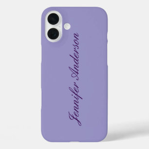 Coques iPhone 16 Plus Calligraphie Pastel Pale Purple Personnalisé