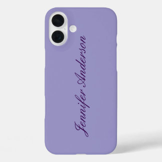 Coques iPhone 16 Plus Calligraphie Pastel Pale Purple Personnalisé