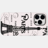 Coques Case-Mate iPhone Calligraphie rose pâle Paris France Tour Eiffel (Verso (horizontal))