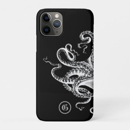 Coques Case-Mate iPhone Calmar sur Noir avec Monogramme (Dos)