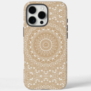 Coques iPhone 16 Pro Max Camel Brown Mandala Motif Design