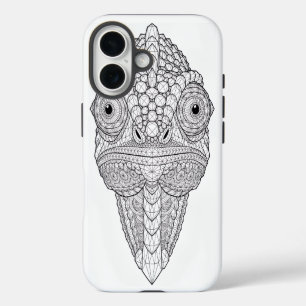 Coques iPhone 16 Caméléon de cristal Art géométrique Animal de cr