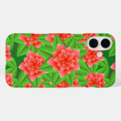 Coques Case-Mate iPhone Camélias orange corail et feuilles vertes (Verso (horizontal))