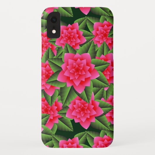 Coques Case-Mate iPhone Camélias rose corail et feuilles vertes (Dos)