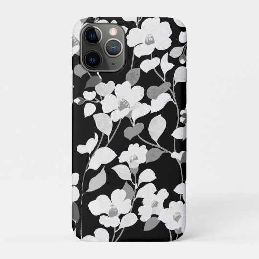 Coques Case-Mate iPhone CAMELLIAS BLANCS NOIRS, Floral Foncé FEUILLE (Dos)
