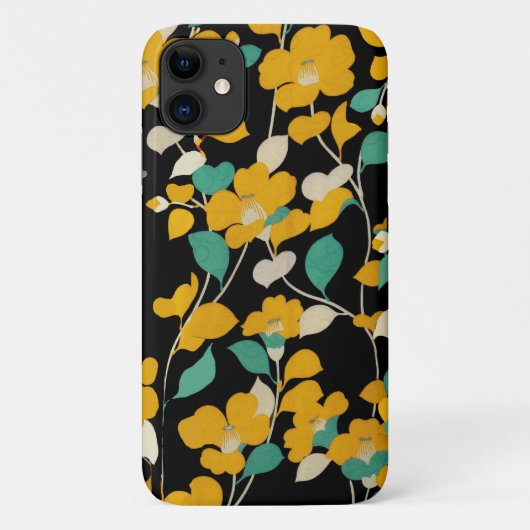 COQUES Case-Mate iPhone CAMELLIAS JAUNES, FEUILLES BLANCS VERTS NOIR (Dos)