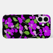 Coques Case-Mate iPhone CAMELLIAS PURPLE, FEUILLES VERT BLANC NOIR Floral (Verso (horizontal))