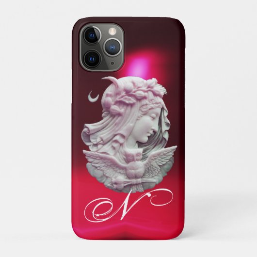 COQUES Case-Mate iPhone CAMEO ANTIQUE, LUNE DAME DE NUIT AVEC OWL MONOGRAM (Dos)