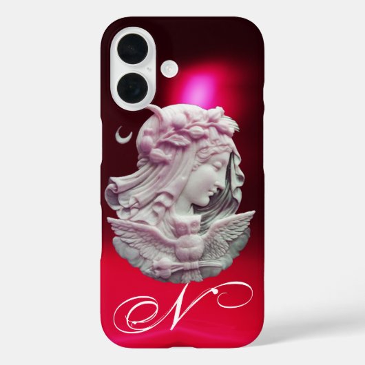 COQUES Case-Mate iPhone CAMEO ANTIQUE, LUNE DAME DE NUIT AVEC OWL MONOGRAM (Verso)