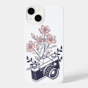 Coque Pour iPhone 14 Caméra vintage avec fleurs - Photographie florale