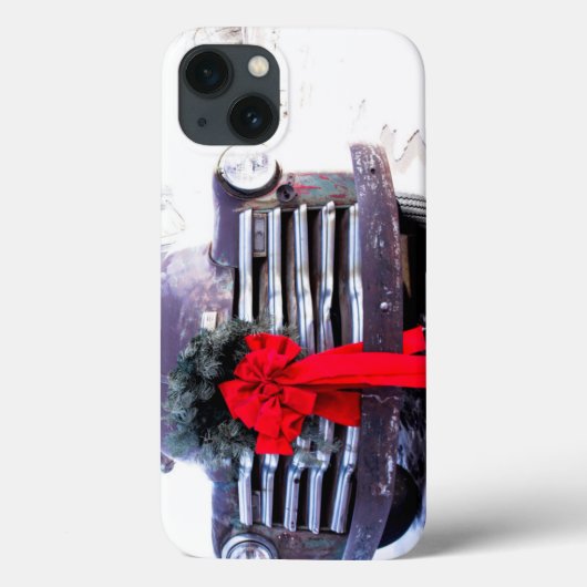 Coques Case-Mate iPhone Camion d'antiquité avec couronne de Noël festive (Verso)