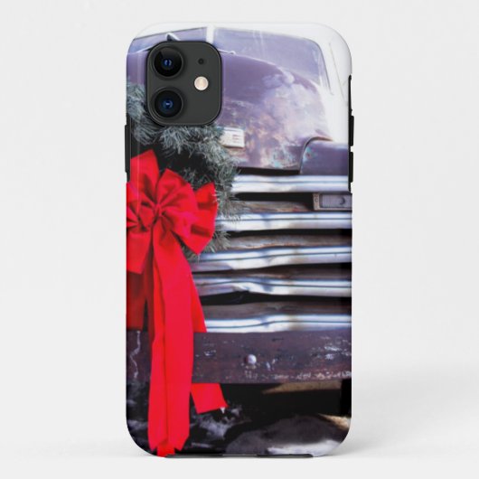 Coques Case-Mate iPhone Camion d'antiquité avec couronne de Noël festive (Dos)