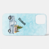 Coques Case-Mate iPhone Camion de Noël avec pins et animaux de forêt (Verso (horizontal))