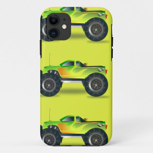 Coques Case-Mate iPhone Camion Monster sur le vert citron (Dos)