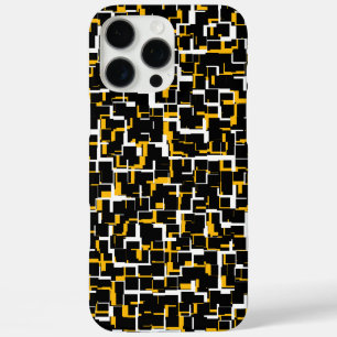 iPhone 16 Pro Max Case Camion numérique noir blanc Motif jaune