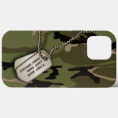 Coques Case-Mate iPhone Camion vert militaire avec étiquette de chien (Verso (horizontal))