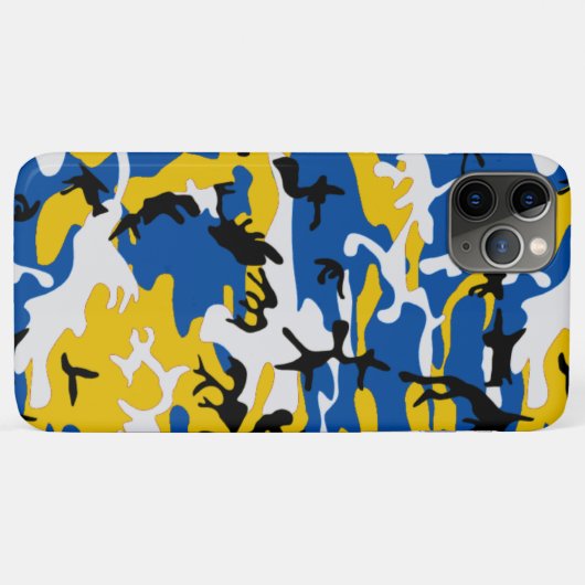 Coques Case-Mate iPhone Camo bleu et jaune (Dos (Horizontal))