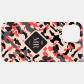 Coques Case-Mate iPhone Camo diagonale rose avec initiales Étiquette et pe (Verso (horizontal))