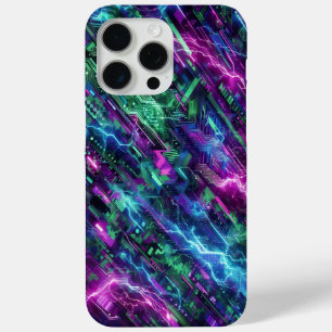 Coque iPhone 15 Pro Max Camo électrique, design futuriste, camouflage néon
