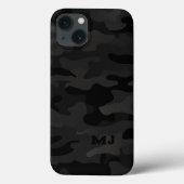 Coques Case-Mate iPhone Camo noir furtif avec initiales (Verso)