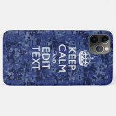 Coques Case-Mate iPhone Camo numérique Bleu GARDEZ CALME votre texte (Dos (Horizontal))