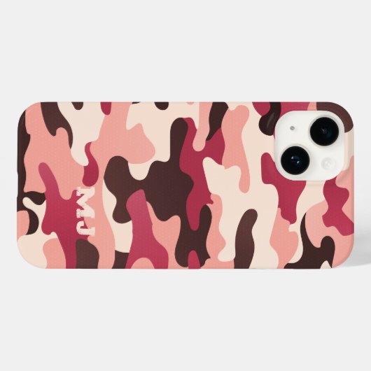 Coques Case-Mate iPhone Camo rose avec initiales (Verso (horizontal))